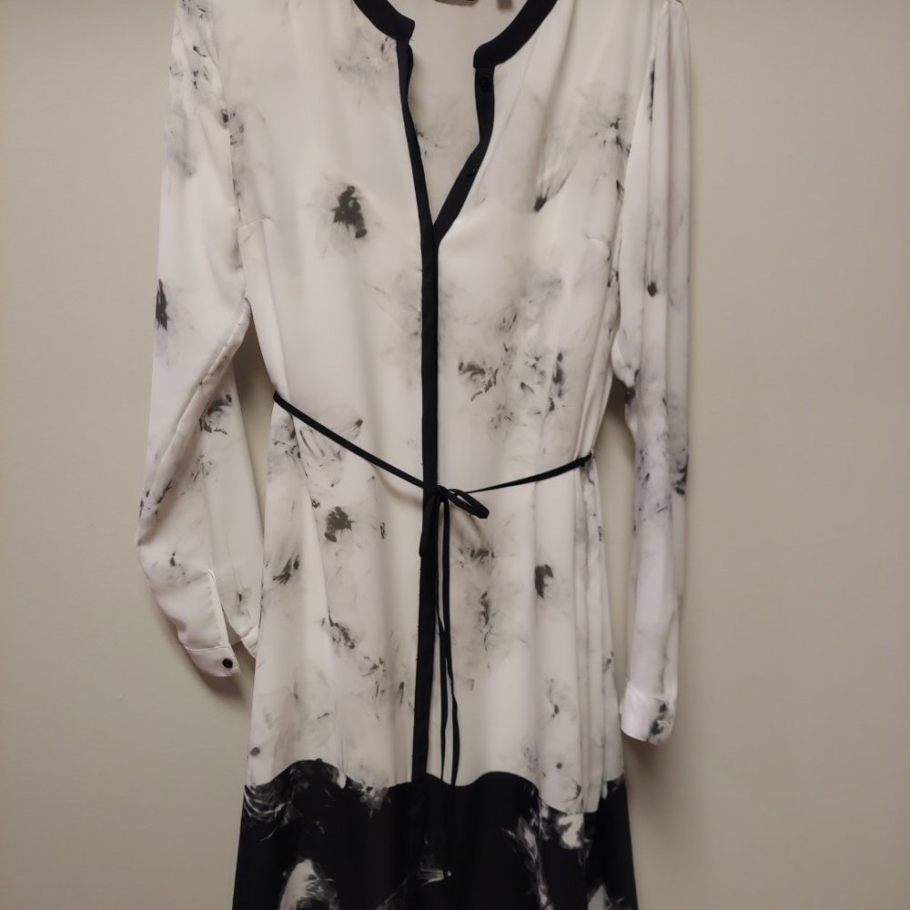 Vera Wang Shirt Dress with White Camisole